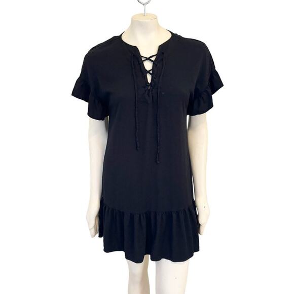 MICHAEL STARS Lace Up Front Lightweight Dress in Black SZ M - Picture 9 of 9
